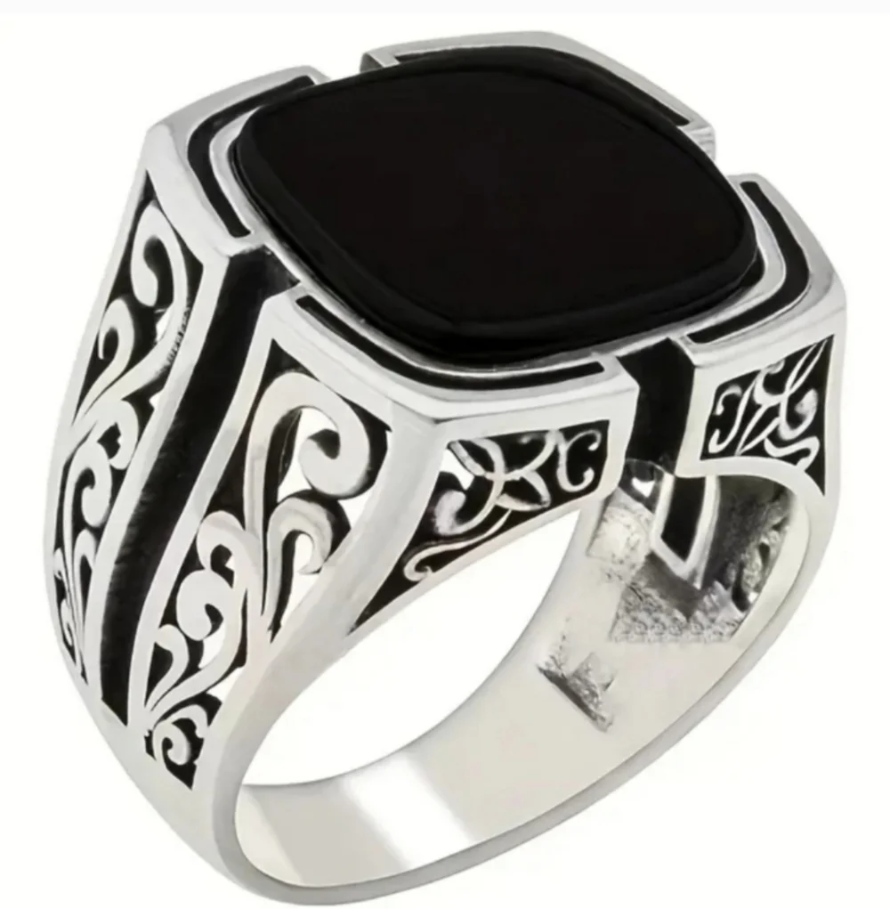 Silver and Black Men's Ring Sz 12